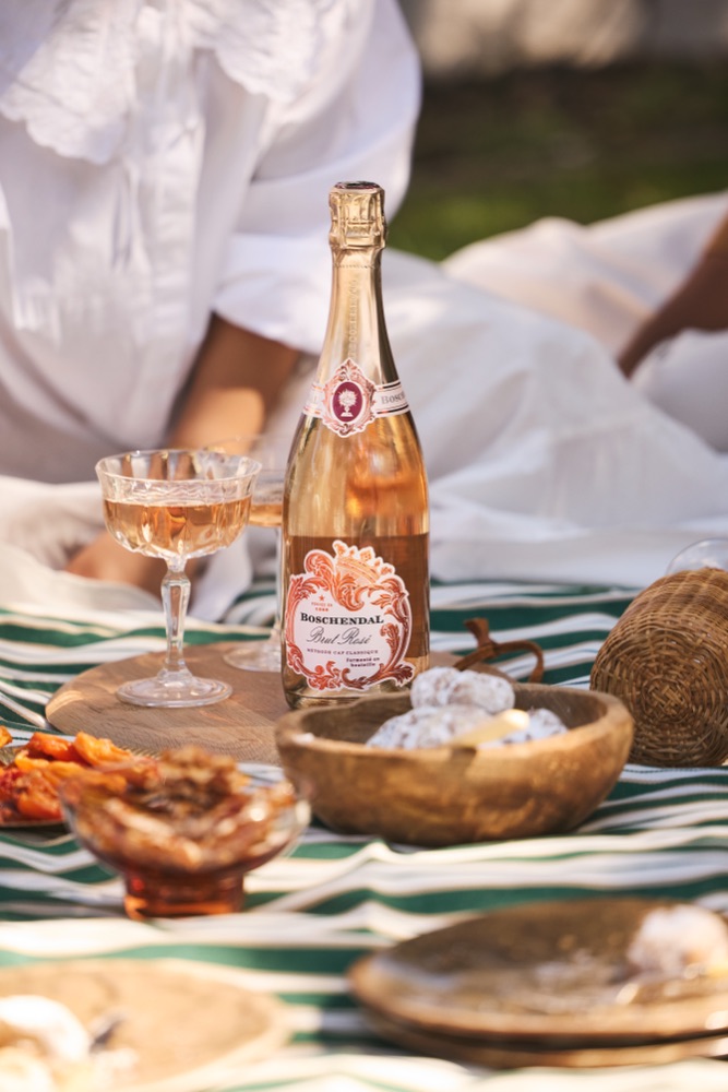 Boschendal Brut Rosé served at a picnic on the estate
